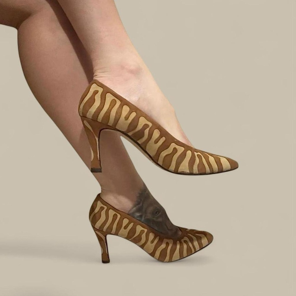 Vintage Zalo Tan Zebra Pattern Heels